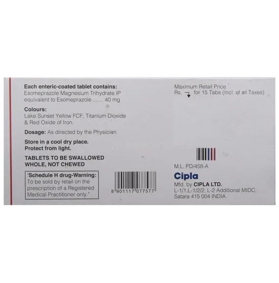 esomac 40mg tablet 15's